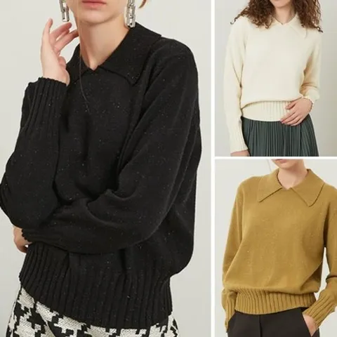 [하프클럽] YUMMYKNIT 메탈 카라 니트 3종세트