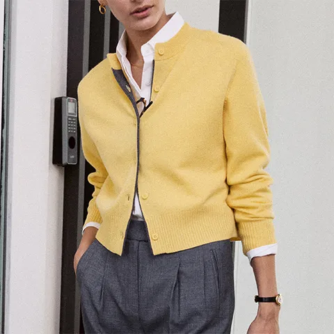 color edge cashmere cardigan