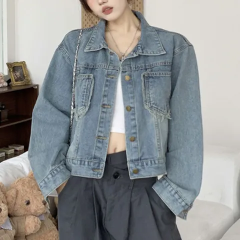 여성 포켓 루즈핏 데님 청자켓 HH-E65 여자데님자켓 루즈핏데님자켓 여성청자켓 박시청자켓