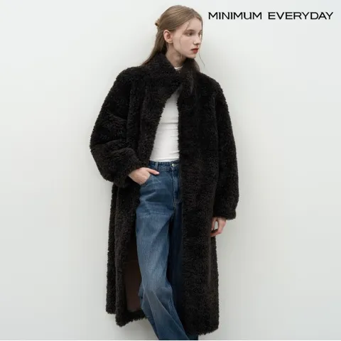 [미니멈 에브리데이]양털 하이넥 롱 코트 (EB4JH001D)