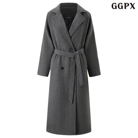 더블 카라 벨티드 누빔 롱 코트 (GODJH014D)