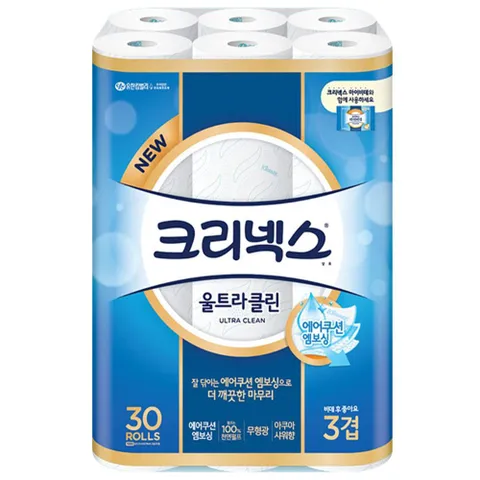크리넥스 두루마리휴지 울트라클린 화장지 3겹 30롤 화장지30롤 화장지3겹 3겹롤휴지30롤