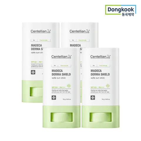 센텔리안24 마데카 더마쉴드 세이프 선스틱 18g 4개(SPF50+ PA++++) 24H 촉촉 쿨링효과 진정 자외선차단제
