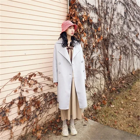 [하프클럽/앞머리]울혼방 오버핏 핸드메이드 더블롱코트n215 