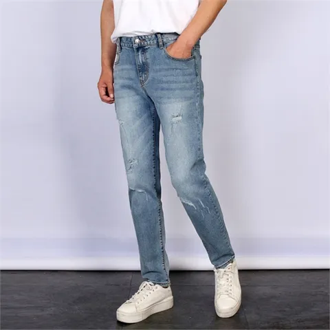 [하프클럽/프랭키뉴욕]프랭키뉴욕 남자 디스트로이드진 청바지 연청바지 빈티지 워싱 구제 일자