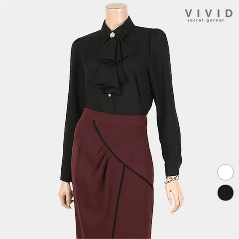 [하프클럽/비비드 시크릿가너]모던 타이세트 블라우스 VS034038