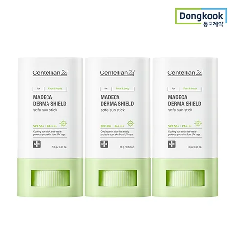 센텔리안24 마데카 더마쉴드 세이프 선스틱 18g 3개(SPF50+ PA++++) 24H 촉촉 쿨링효과 진정 자외선차단제