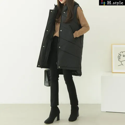 H스타일NB니트모자패딩조끼/겨울/자켓/점퍼/퀼팅/야상/사파리/코트/집업/아우터/가디건