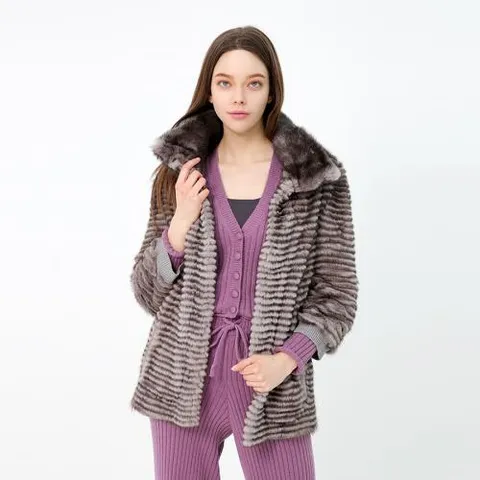 [노블밍크]P204 7부소매 코듀로이 밍크코트