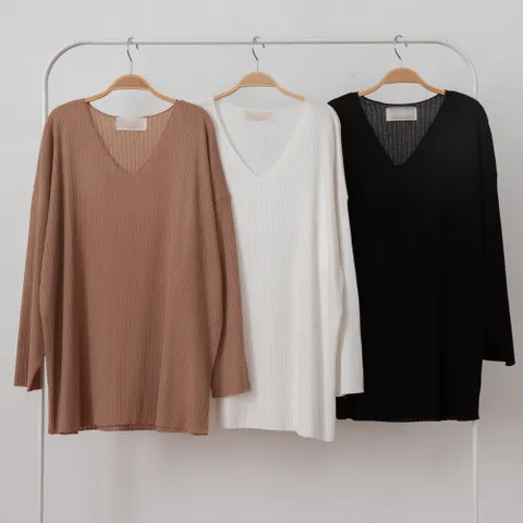 빅사이즈사랑해요 E002L103 미니데끼브이넥롱니트 LD