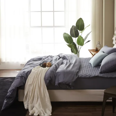 에스데코 60수사틴 순면누빔이불침대커버풀세트LK라지킹 블루