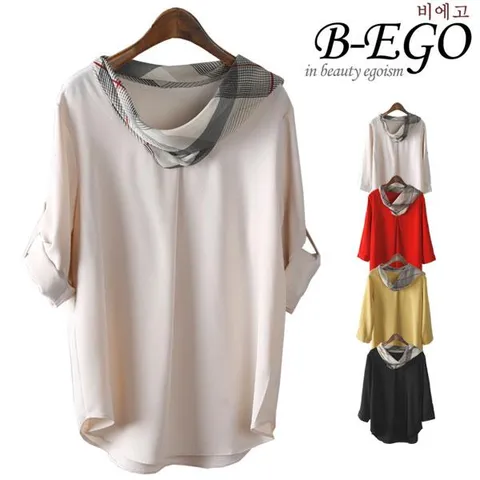 [하프클럽/비에고]C780_스카프 롤업 롱 블라우스