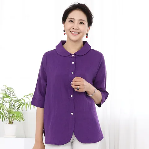애비뉴투지 엄마옷 귀여운카라 얇은 여름 반팔 블라우스 B06095 50대 60대 중년여성의류