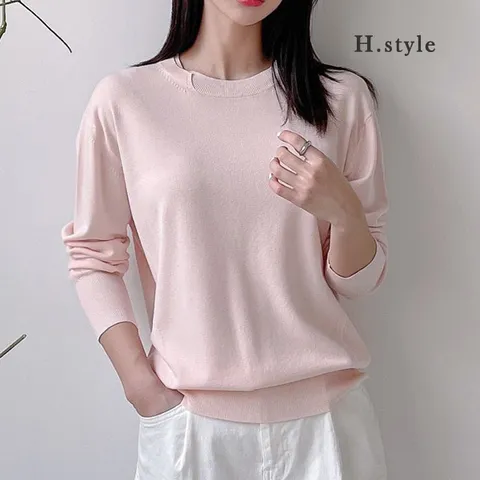 H스타일KN센느R긴팔니트티/봄신상/니트티셔츠/가디건/스웨터/베스트/라운드/브이넥