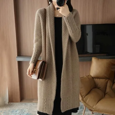 [하프클럽/디애이치 ]렌츠 라이너 니트 롱 가디건