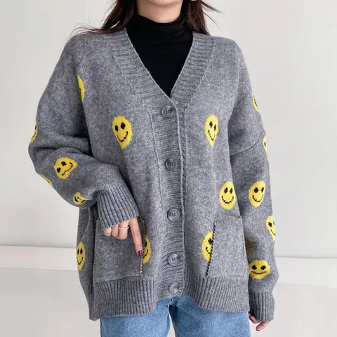빅사이즈 201 포켓스마일패턴가디건 DBNG311