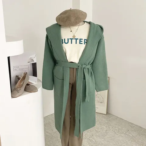 [브리치] 허니제이 / 스턴카 벨트세트 후드 롱 코트 가디건