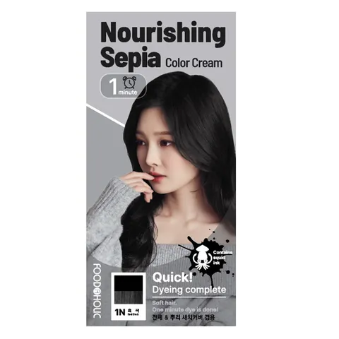 푸드어홀릭 1분 너리싱 먹물 헤어칼라크림 1N흑색