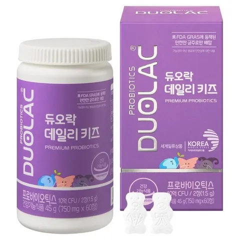 듀오락 데일리키즈 츄어블 어린이 유산균, 60정, 1개