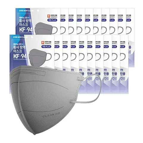 리벤스 에버뉴크린 새부리형 황사방역 마스크 특대형 KF94, 5개입, 20개, 그레이