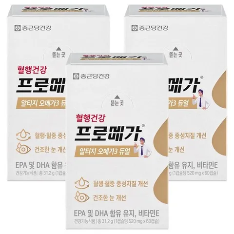 종근당건강 알티지 오메가3 듀얼, 60정, 3개
