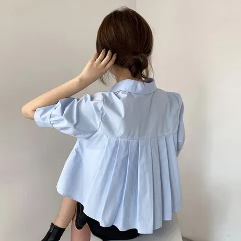 피어니스트 여성용 뒷주름 블라우스 셔츠