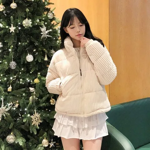 피어니스트 여성용 코듀로이 숏패딩 점퍼