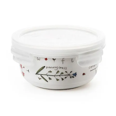 ZEN 메도우 플라워 원형 밀폐용기 소, 1개, 350ml