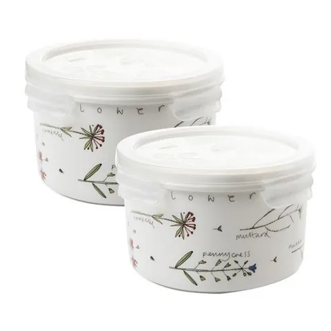 ZEN 메도우플라워 원형 밀폐용기 중 H, 2개, 750ml