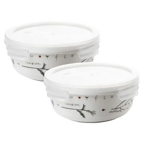 ZEN 메도우플라워 원형 밀폐용기 특대 800ml, 2개, 용기 2p