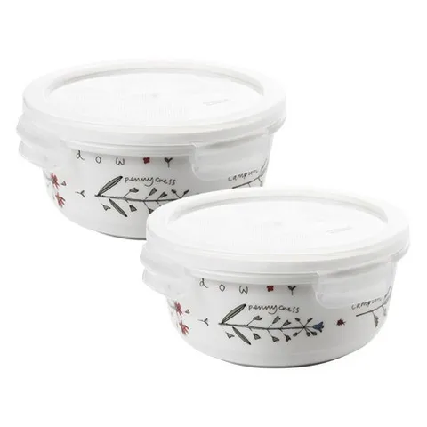 ZEN 메도우플라워 원형 밀폐용기 중 500ml, 2개, 용기 2p