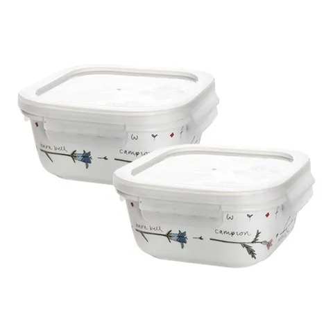 ZEN 메도우플라워 정사각 밀폐용기 중 470ml, 2개, 용기 2p