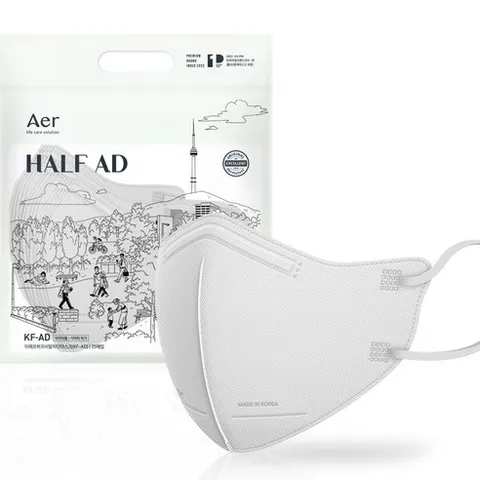 아에르 하프 비말차단 마스크 대형 KF-AD, 25매입, 1개, 화이트