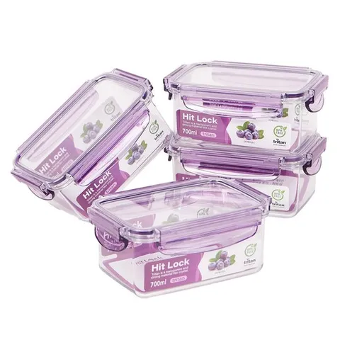 에코센스 히트락 올트라이탄 밀폐용기 직사각 3-1호, 4개, 700ml