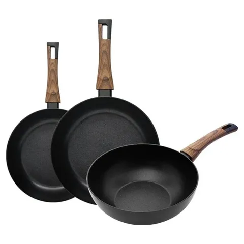 실바트 인덕션 까리노 IH 프라이팬 3종 세트 3개, 블랙, 프라이팬 24cm + 프라이팬 30cm + 궁중팬 30cm, 1세트