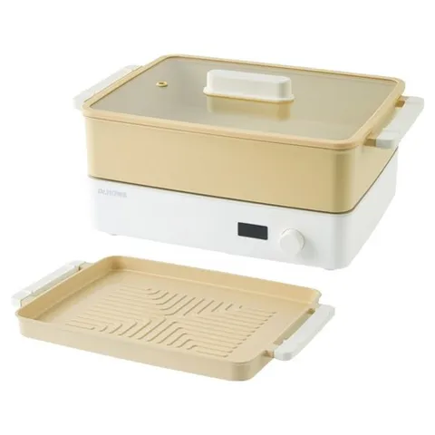 닥터하우스 도란도란 멀티쿠커 세트, 리드옐로우, 그릴팬 1.4L + 전골냄비 4.5L + 유리뚜껑 + 사각 핫플레이트, 1세트