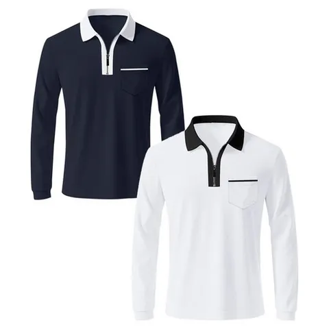 마켓에이 남성용 배색 카라 골프 긴팔 티셔츠 2종 세트