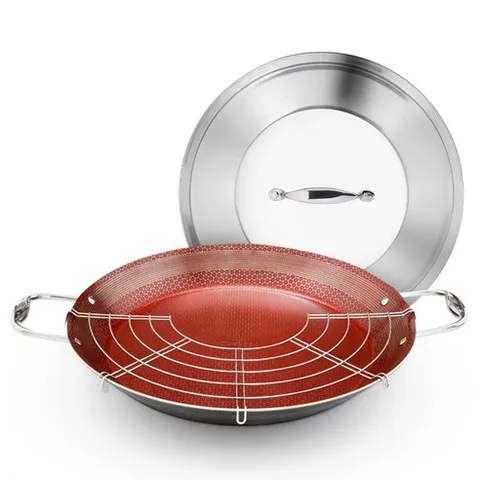 쿡셀 인덕션 7세대 세라믹 레드에디션 파에야 멀티팬 세트 3p, 레드(파에야팬), 파에야팬 36cm + 뚜껑 36cm + 스트레이너, 1세트