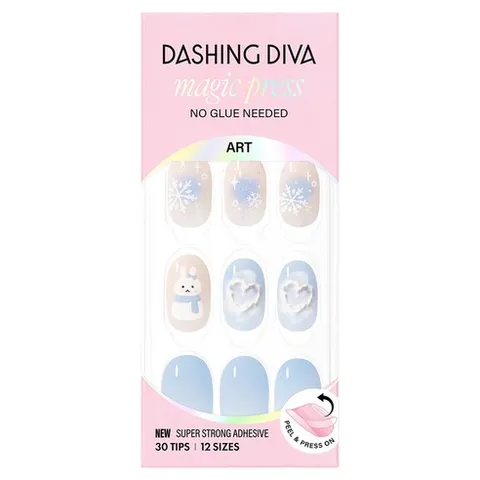 데싱디바 매직프레스 네일팁 오발, 1개, 스노우 버니