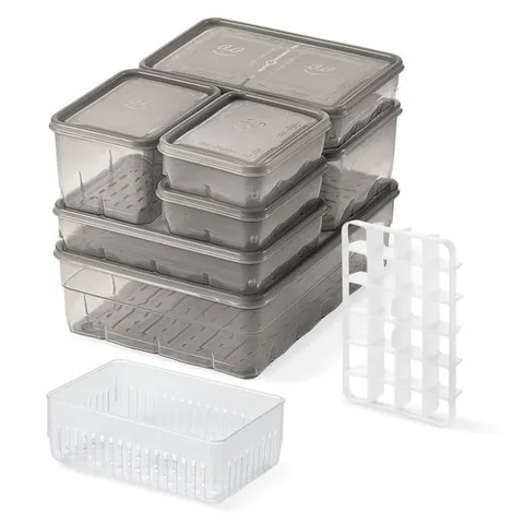 땡스소윤 냉동실 전용 밀폐용기 바로한끼 투명그레이, 1세트, 7종