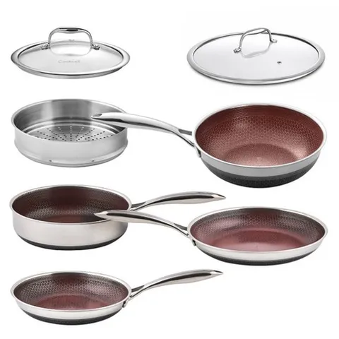 쿡셀 인덕션 IH 세라믹 레드에디션 프라이팬 7종 세트, 레드, 1세트, 프라이팬 24cm + 프라이팬 28cm 궁중팬 28cm + 소테팬 24cm + 찜기 24cm + 유리뚜껑 24cm + 유리뚜껑 28cm