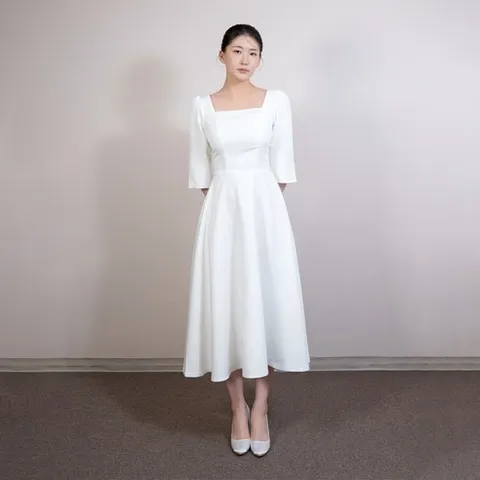 릴리드레스 끌라르떼 스퀘어넥 미디 드레스 LDS108