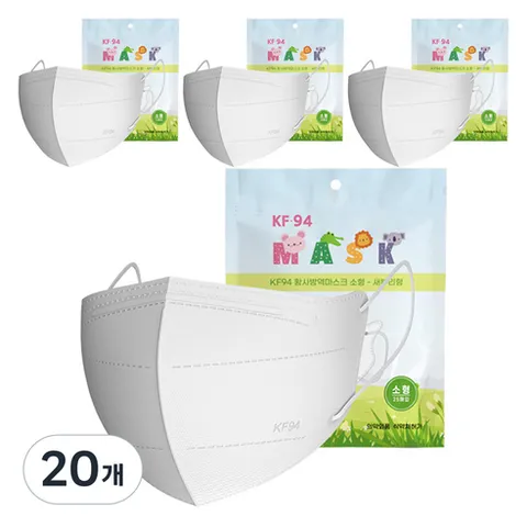 가드데이 새부리형 황사방역 컬러 마스크 소형 KF94, 화이트, 20개, 25개입
