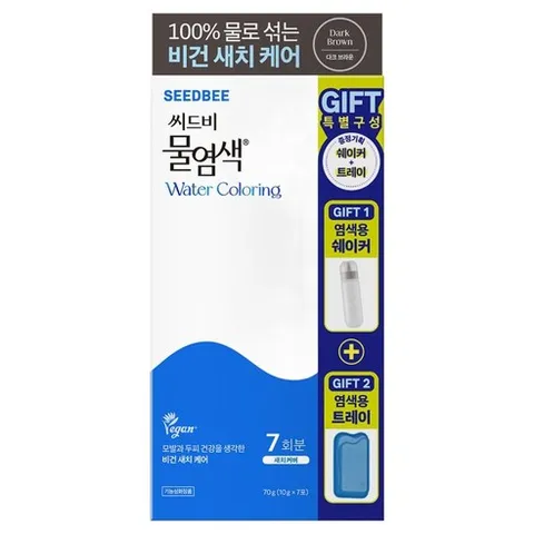 씨드비 프리미엄 물염색제 7회분 + 염색용 쉐이커 + 트레이 세트, 02 다크브라운, 1개