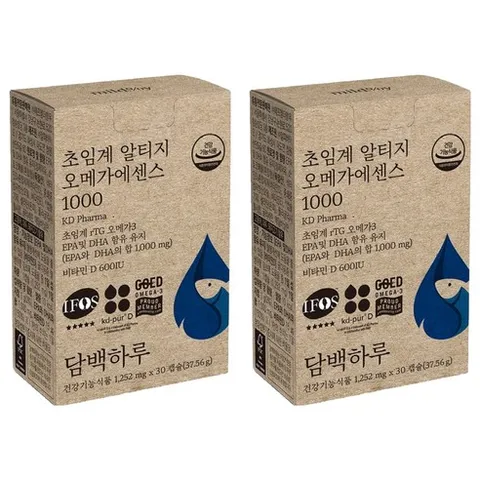 담백하루 정품 초임계 알티지 오메가에센스 1000, 30정, 2개