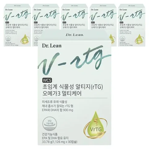닥터린 초임계 식물성 알티지(rTG) 오메가3 멀티케어 33.78g, 30정, 6개