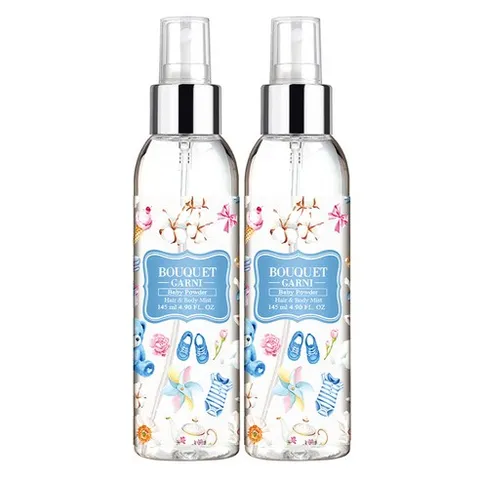 부케가르니 프래그런스드 헤어 앤 바디미스트 베이비파우더, 145ml, 2개