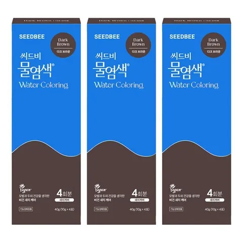 씨드비 프리미엄 물염색 시즌2 염모제 4p, 다크브라운, 3개