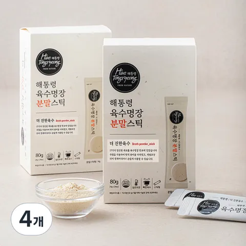 해통령 육수명장 분말 더 진한 육수, 80g, 4개