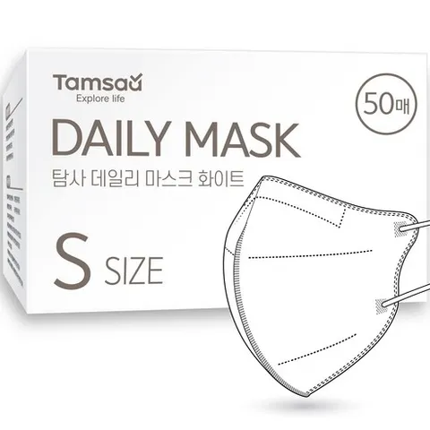 탐사 국내생산 슬림핏 데일리 마스크 소형 어린이용, 50개입, 1개, 화이트